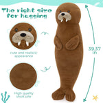39 Inches Walrus Long Plush Pillow - 100 cm Walrus Stuffed Animals - Squishy Ocean Animal Long Throw Pillows - Couch/Sofa/Bed Pillows - Free Shipping