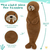 39 Inches Walrus Long Plush Pillow - 100 cm Walrus Stuffed Animals - Squishy Ocean Animal Long Throw Pillows - Couch/Sofa/Bed Pillows - Free Shipping