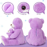 Purple Teddy Bear Plush Toys - Happy Smiling Face Pluffy Teddy Bear - 39-inch Teddy Bear Stuffed Animals - Teddy Bear Theme Baby Shower - Cute Teddy Bear Plush Dolls - Valentine's Day Teddy Bears&Gifts - Anniversary Gift for Wife/Husband - Vday Gift for Girlfriend/Boyfriend - Stuffed Animal Bear Babies with Their Mom