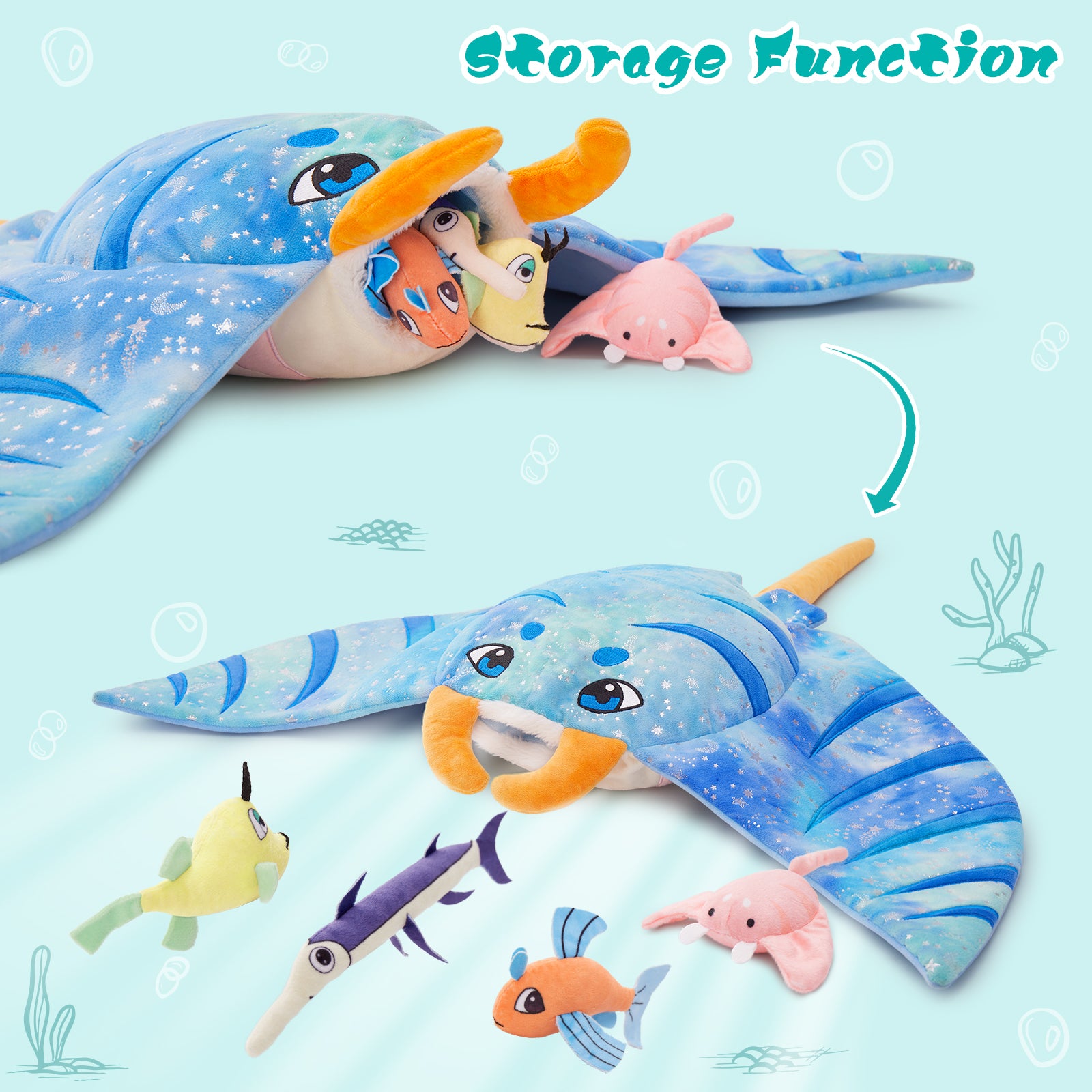 Manta Ray Stuffed Animals Ocean Plush Toys, 26 Inches