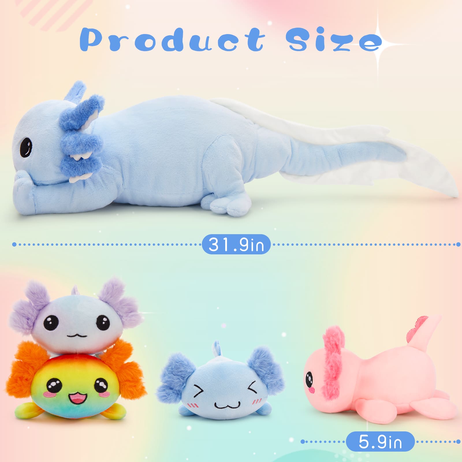 Axolotl Stuffed Animals Salamander Plush Toys, 31 Inches