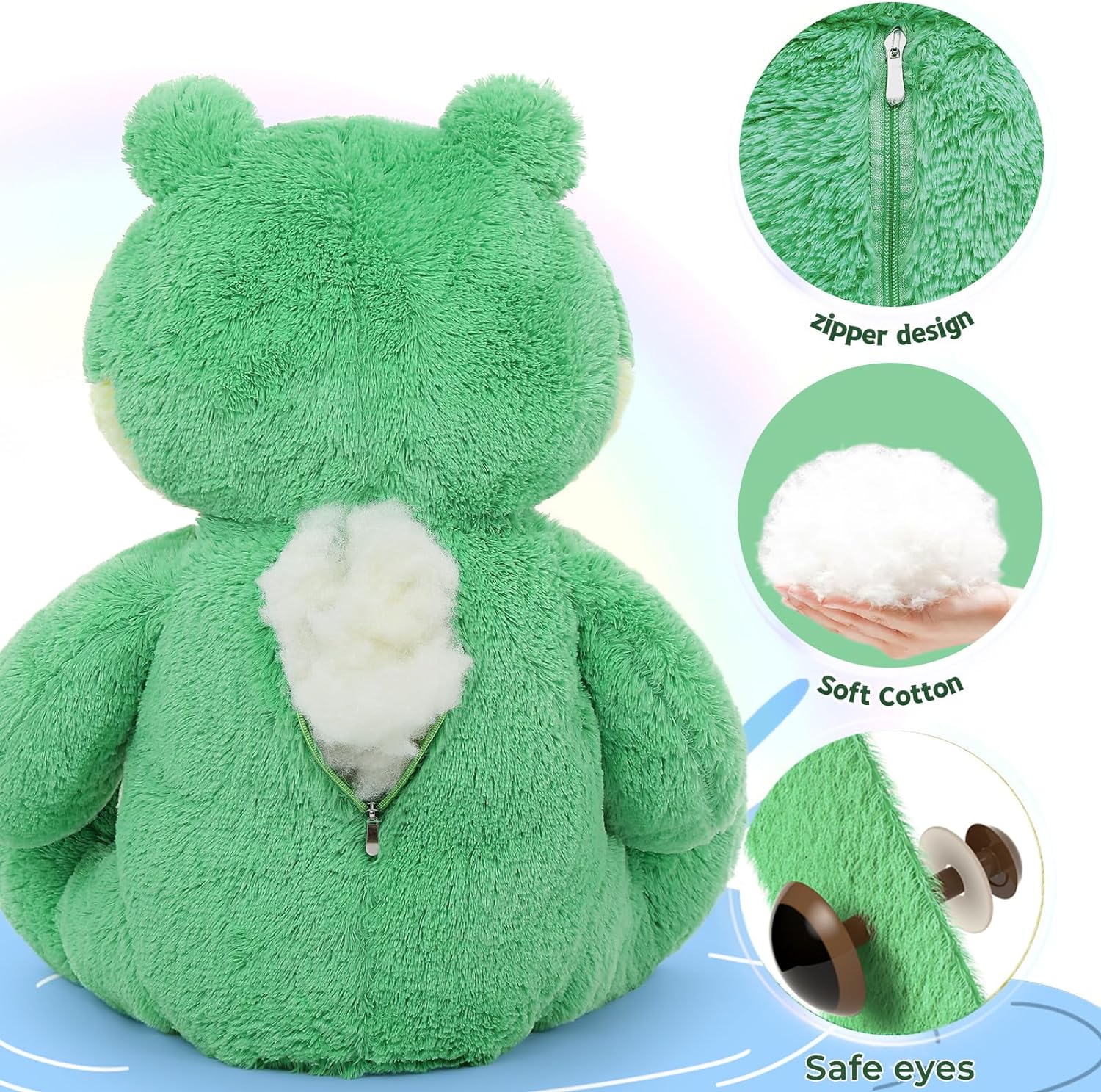 Frog Stuffed Animals Plush Toy, Light Green, 26.8 Inches