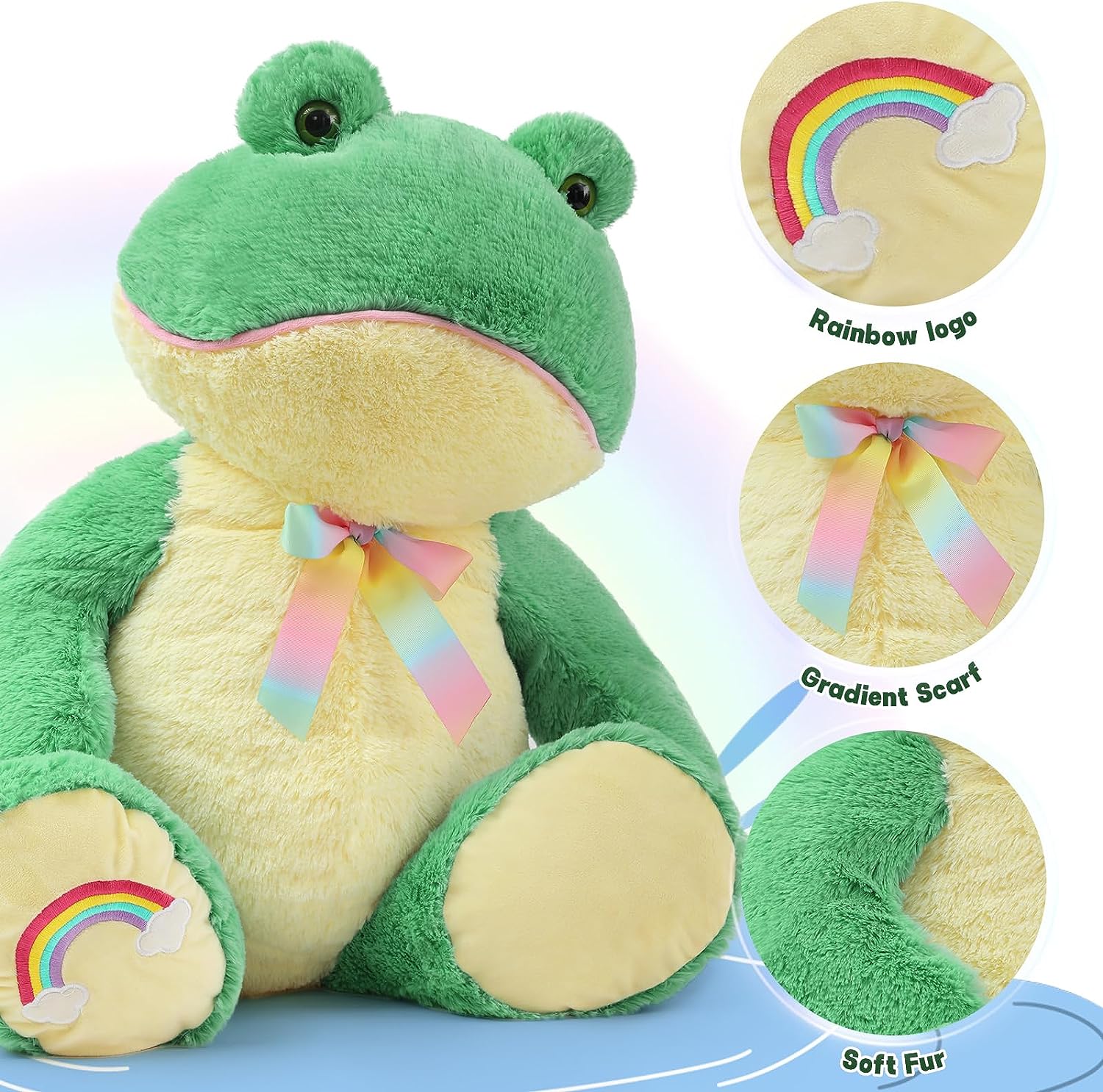 Frog Stuffed Animals Plush Toy, Light Green, 26.8 Inches