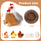 Lifelike Big Rooster Chicken, Three Mini Chicks, Three Chicken Eggs, and a Chicken Coop Plush Toy Set - Farm Chicken Stuffed Animals Set for Children - Stuffed Animals with Babies in the Belly - Stuffed Animal Babies with Their Mom - Realistic Chicken Plush Dolls for Kids Teens Adults