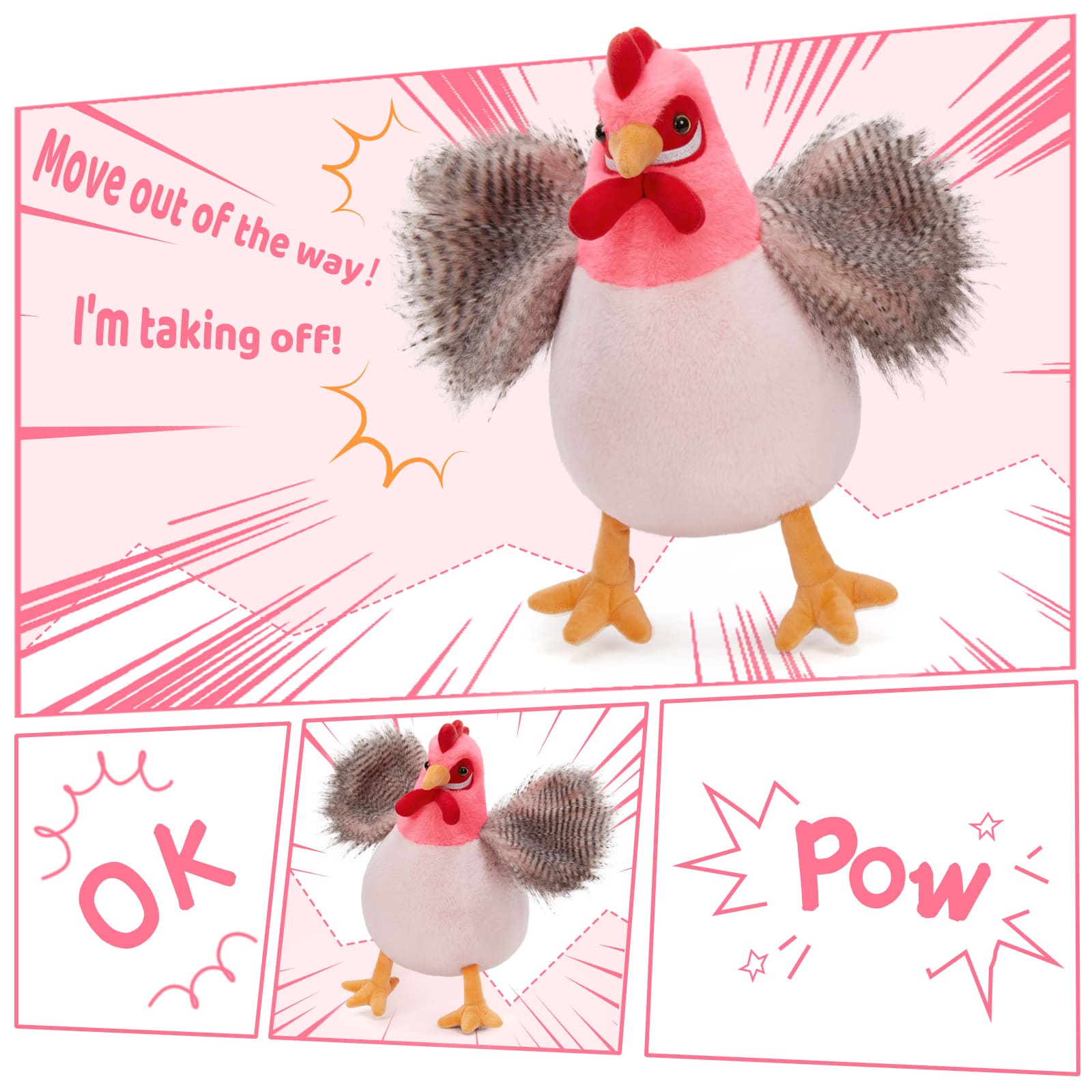 Chicken Plush Toys Farm Stuffed Animals, 16.5 Inches