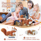 Chipmunk Stuffed Animals with Three Chipmunk Babies in the Belly - Lifelike Squirrel Plush Toys - Chipmunk stuffed animal babies with their Mom - Christmas/Birthdy/Graduation/Baby Shower Gift Guide - Free Shipping