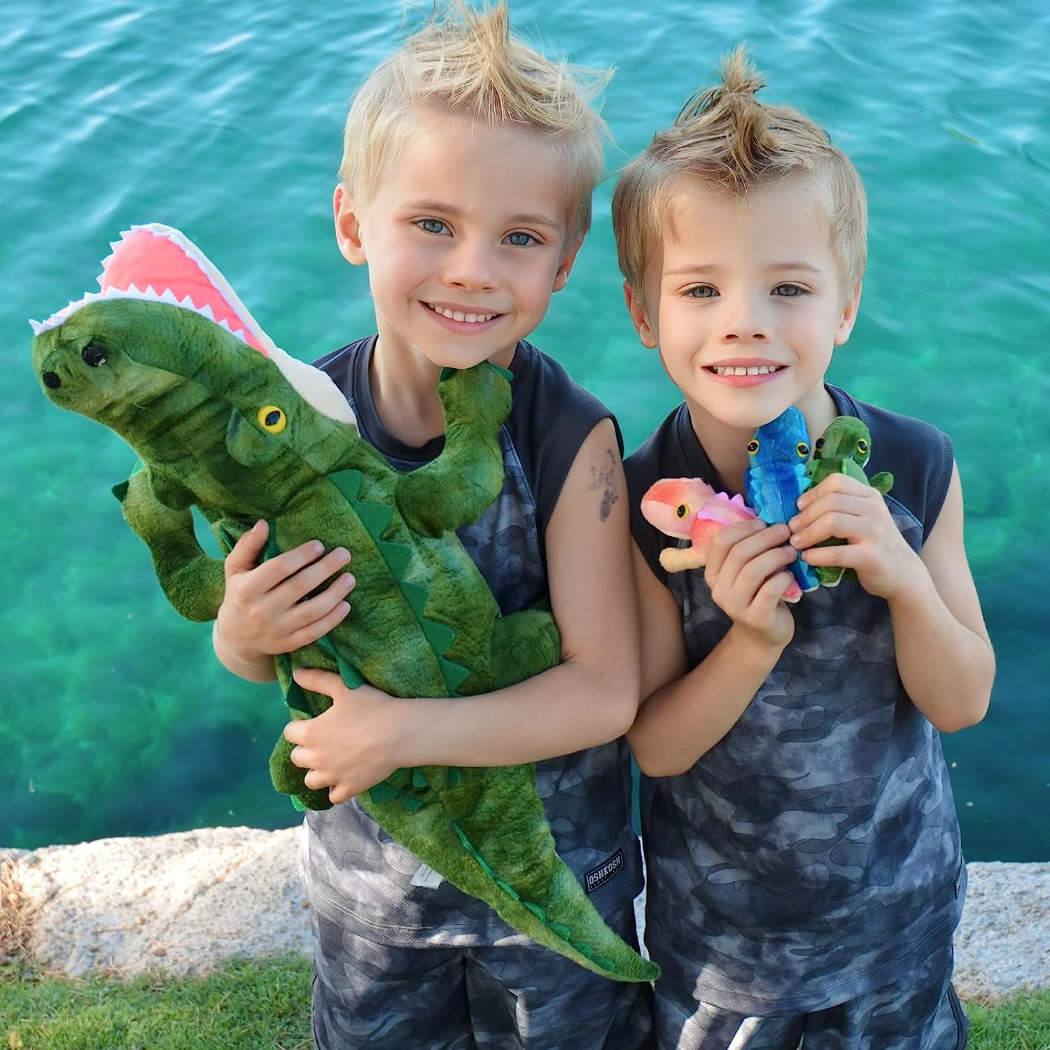 Mom Crocodile with 3 Baby Crocodile Plushies, 23.6 Inches
