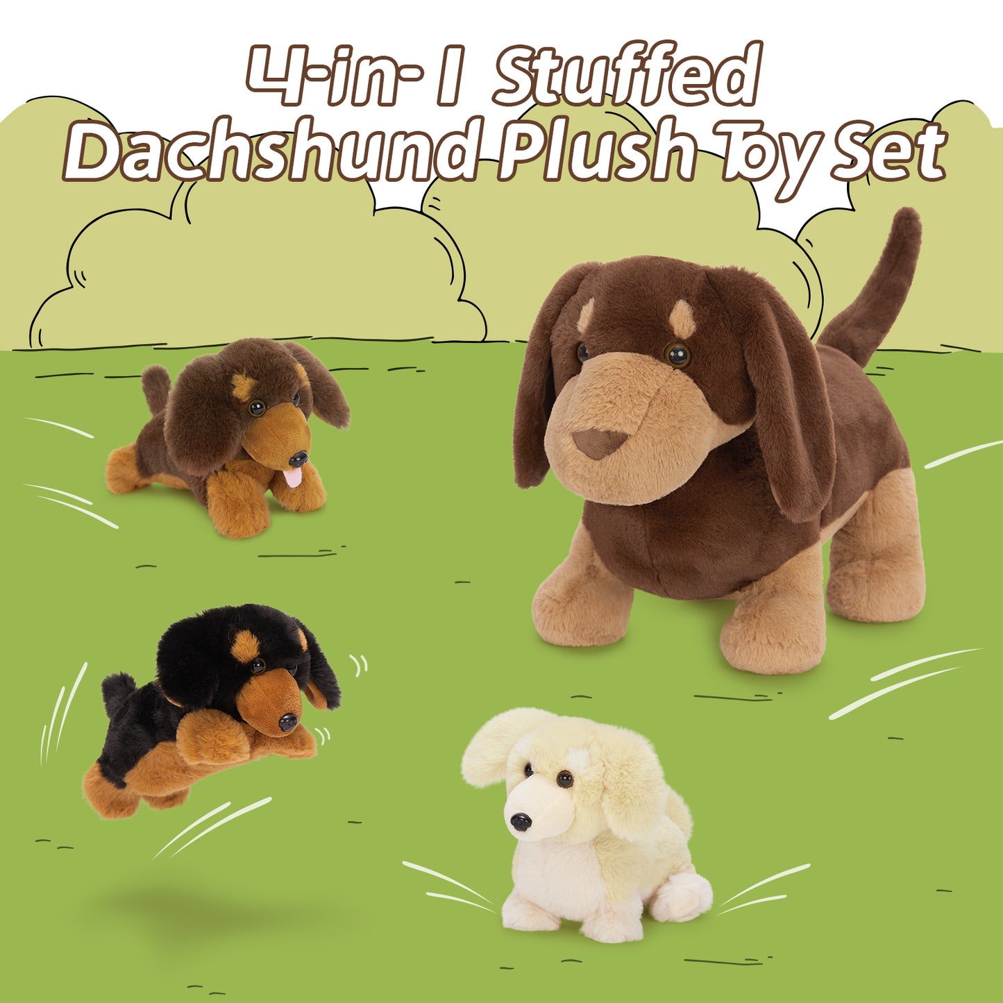 Dachshund Stuffed Animals Dog Plush Toys, Brown/Black, 18 Inches