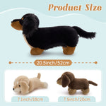 MorisMos 20'' Large Sausage Dog Stuffed Animal Mommy with Baby Puppy Toys for Kids, 3Pcs Realistic Long Hair Sausage Toys for Girl Boy Birthday Christmas
