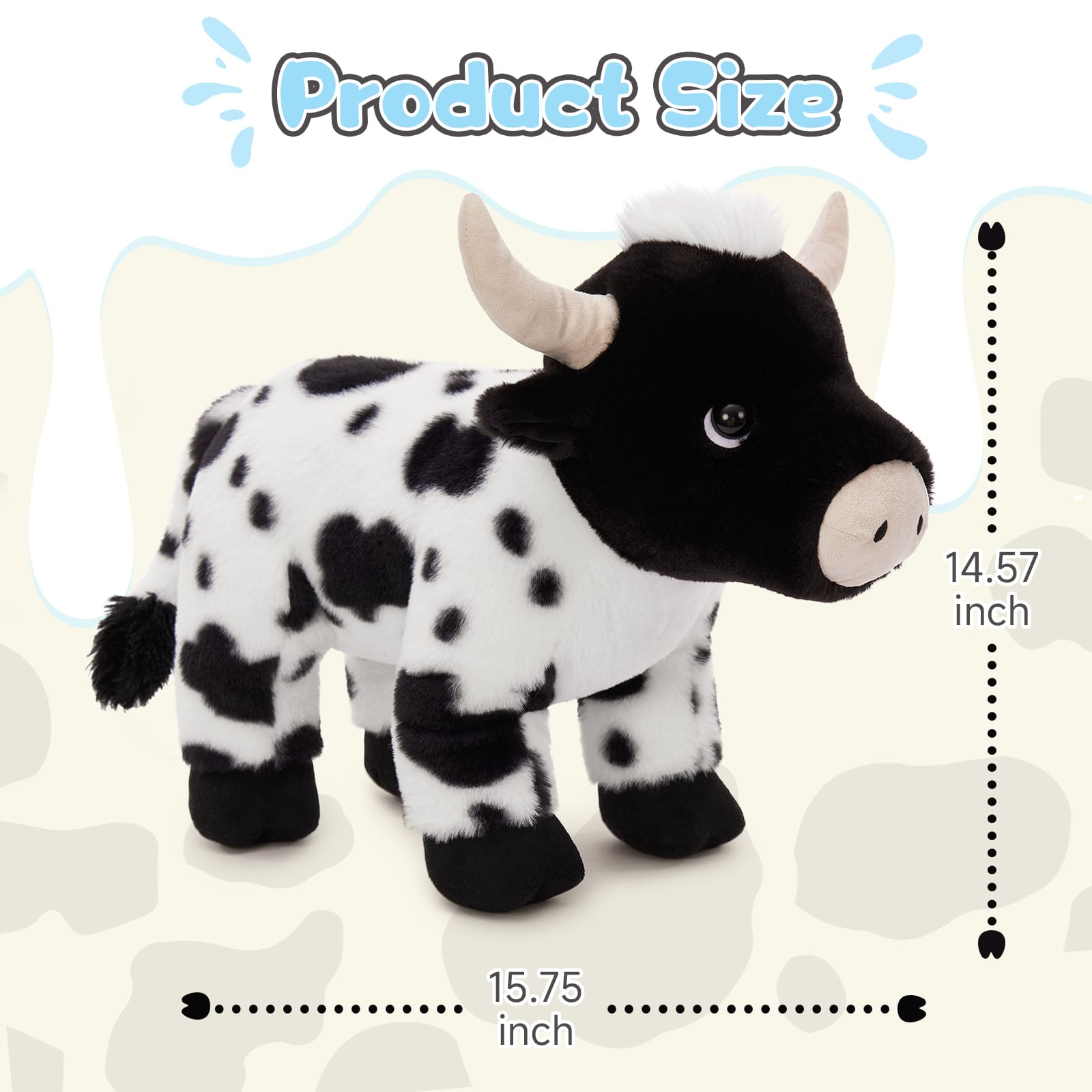 Lifelike Dairy Cow Stuffed Animals, 15.75 Inches