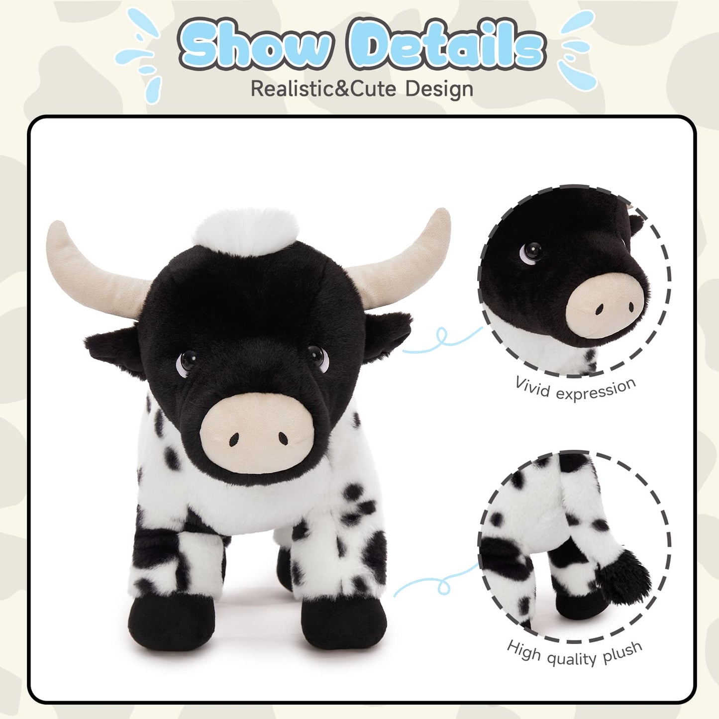 Lifelike Dairy Cow Stuffed Animals - Standing Milk Cattle Plush Toys - Cute Cow Plush Dolls - Cow Stuffed Animal Near Me -  Cow Plush 15.75*14.57 Inches - Free Shipping
