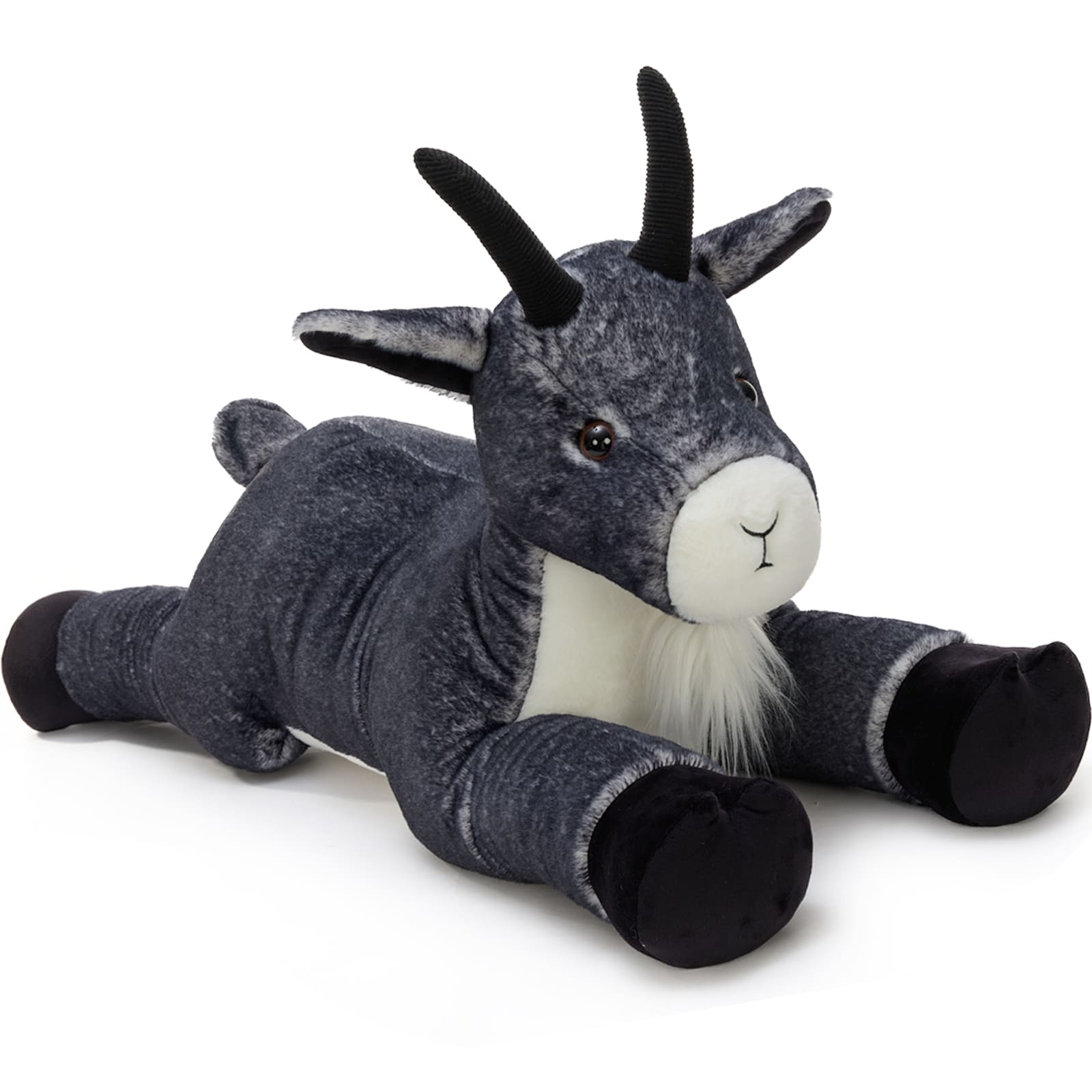 Large Realistic Goat Stuffed Animals Farm Plushies, Black, 39 Inches