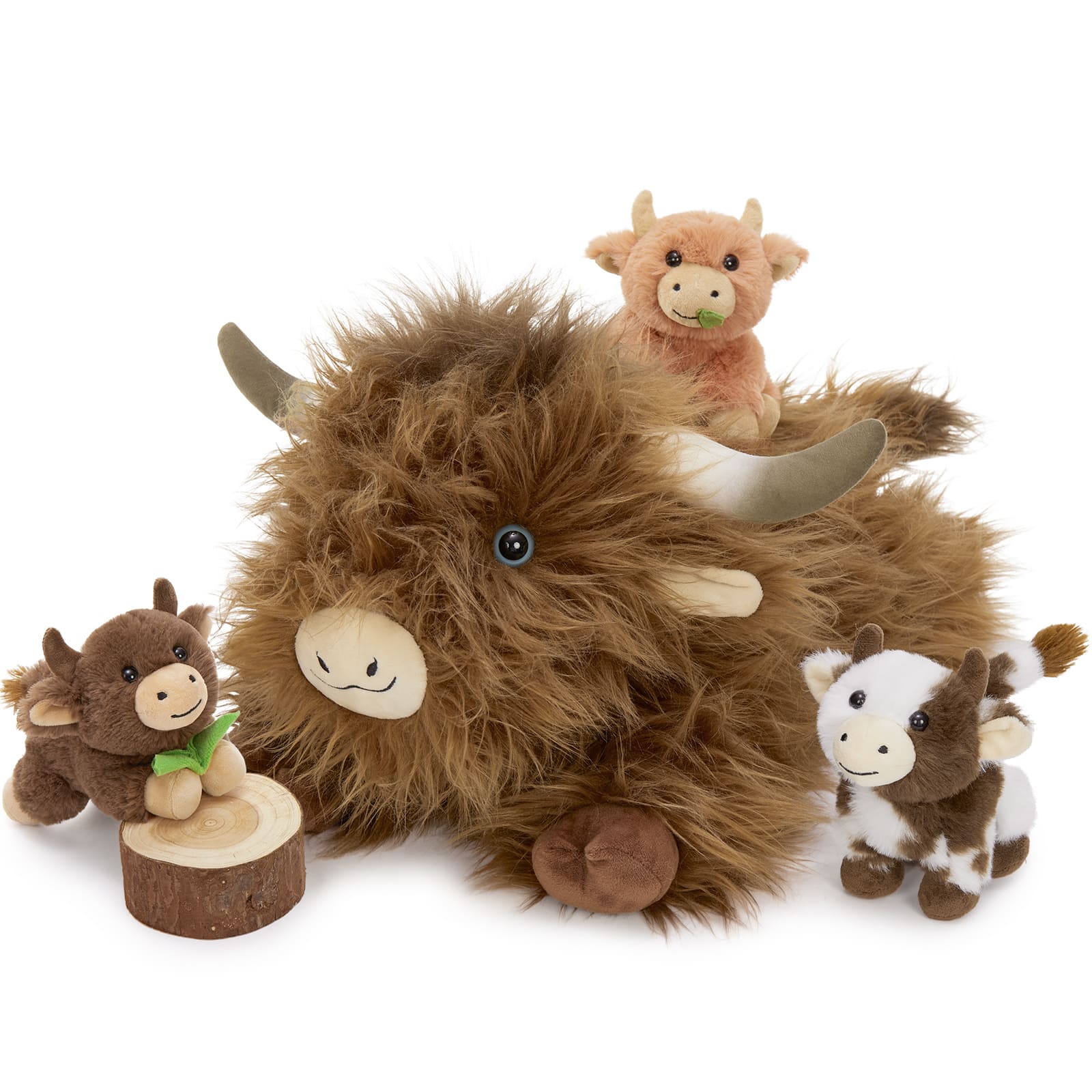 Highland Cow Stuffed Animals with Babies Inside the Belly, 20 Inches
