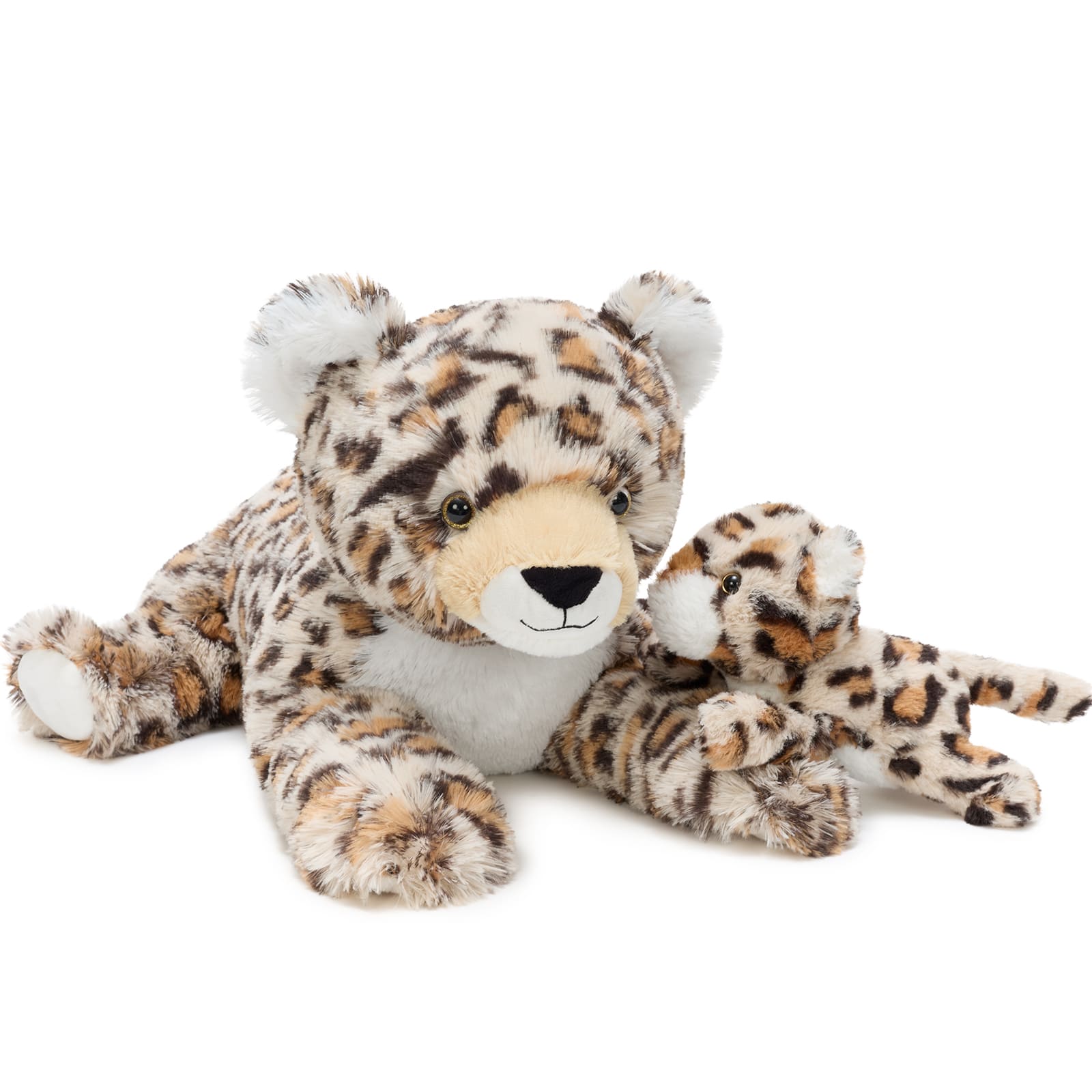 Leopard/Tiger with Cub Plush Toy Set Cuddly Animal Gift for Kids