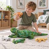 Realistic Lizard Family Plush Toy with Four Baby Lizards