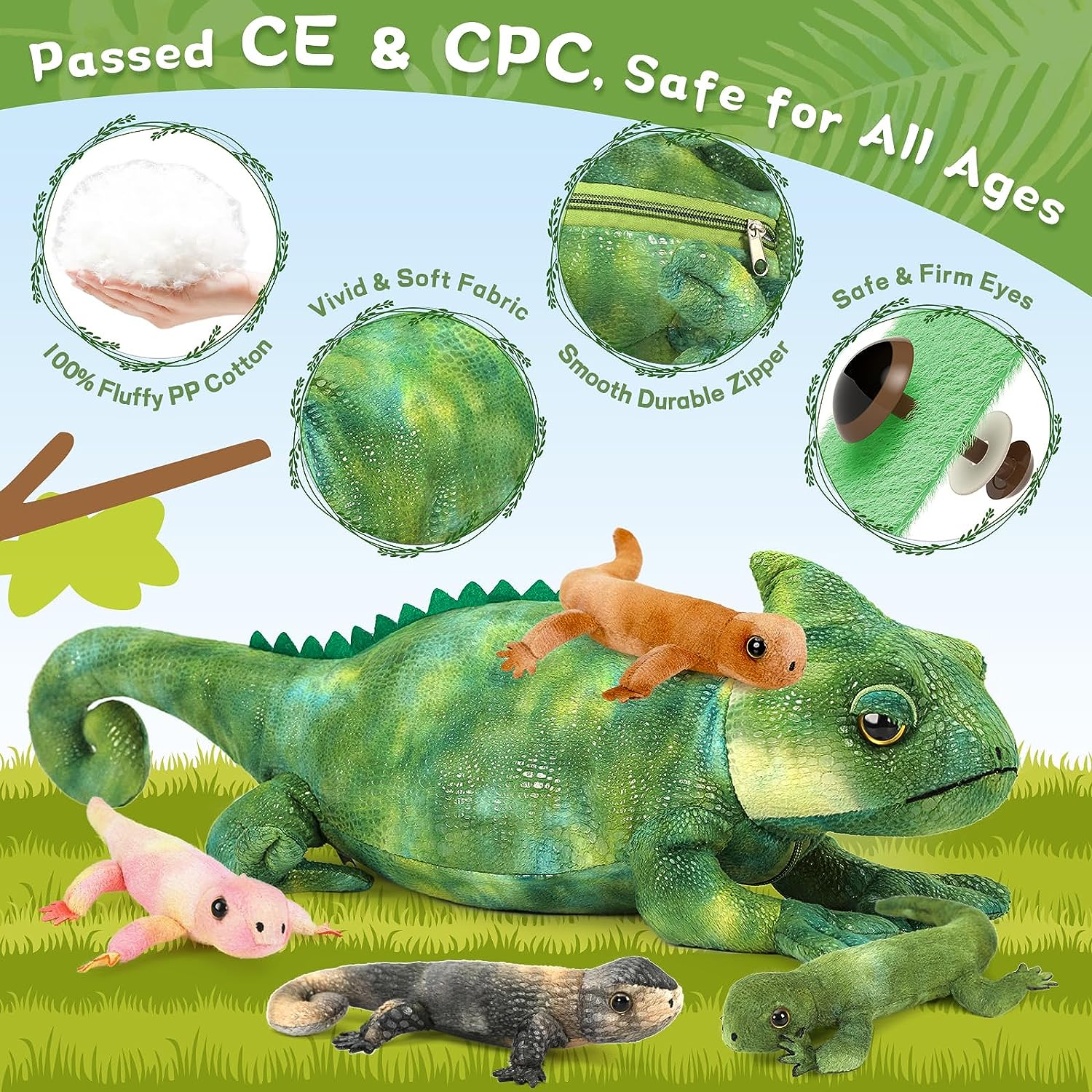 Realistic Lizard Stuffed Animals Reptile Plush Toys, 26.8 Inches
