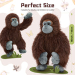 Long Arm Ape Stuffed Animals - Lifelike Monkey Plush Toys, Dark Brown, 18 Inches - Jungle/Safari Stuffed Animals - Forest Zoo Theme Party Decors