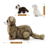 Ferret Family Plush Toy Set with Two Baby Ferrets 17.7 Inch