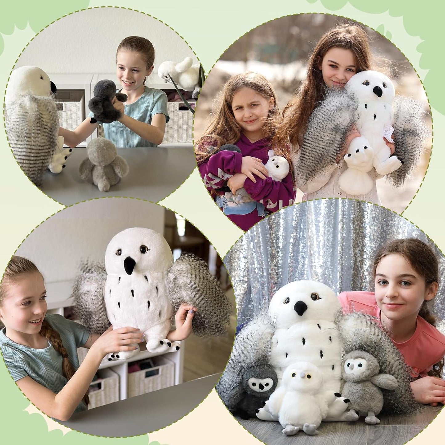 Lifelike Snowy Owl Stuffed Animals - Harry Potter Series Toys Hedwig - Stuffed Animal Babies with Their Mom - Stuffed Animals with Babies in the Belly - Realistic Owl Plush Toys - MorisMos Stuffed Animals - Adorable Plushie Companions