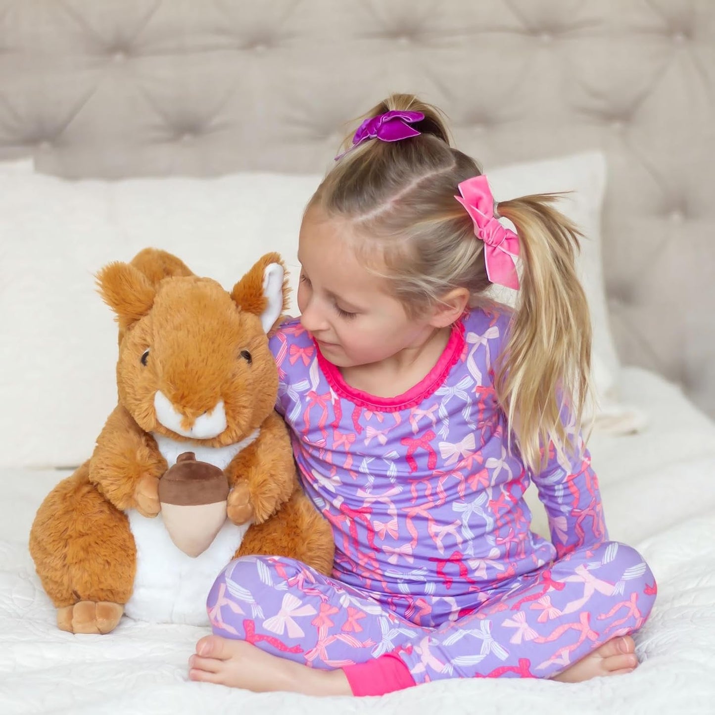 Realistic Squirrel Plush Toy - Cute Lifelike Squirrel Stuffed Animals - Plush Squirrel Holds A Chestnut - Christmas/Birthday/Baby Shower Gift Ideas - Soft Toys for Toddlers/Kids/Teens/Adults - MorisMos Stuffed Animals