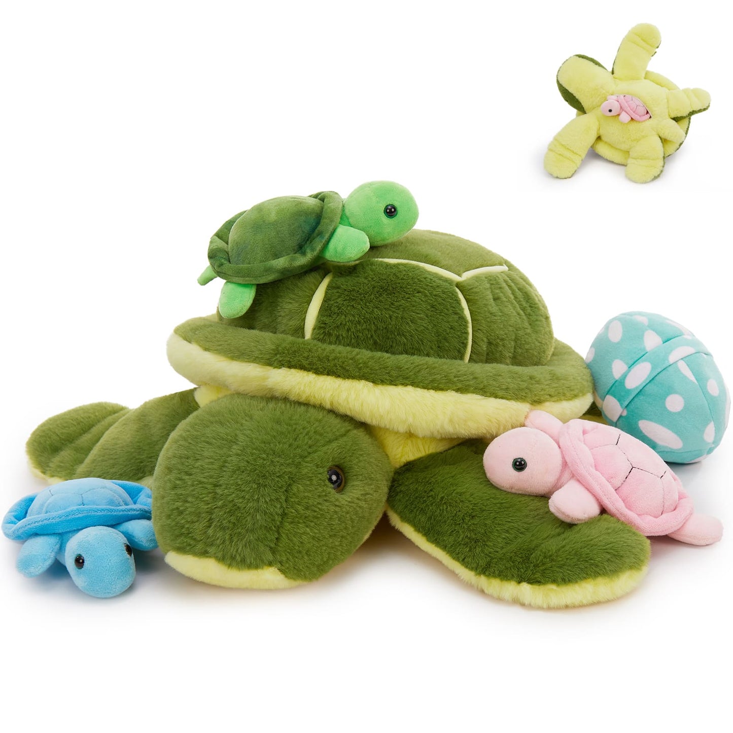 5 Pcs Turtle Stuffed Animals Set - Three Turtle Stuffed Animal Babies with Their Moms - Turtle Stuffed Animals with Babies in the Belly - Oceanarium Aquarium Souvenirs - Christmas Birthday Gift Ideas for Girls Boys