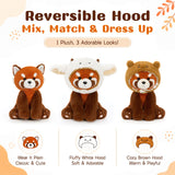 3 Pcs Red Panda Plush Toy Set with 2 Adorable Hood Styles
