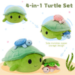 Retracting Head Turtle Stuffed Animals - Turtle Stuffed Animal Babies with Their Mom - Turtle Stuffed Animals with Babies in the Belly - Christmas/Birthday/Baby Shower Gift Ideas - MorisMos Stuffed Animals - Free Shipping Now