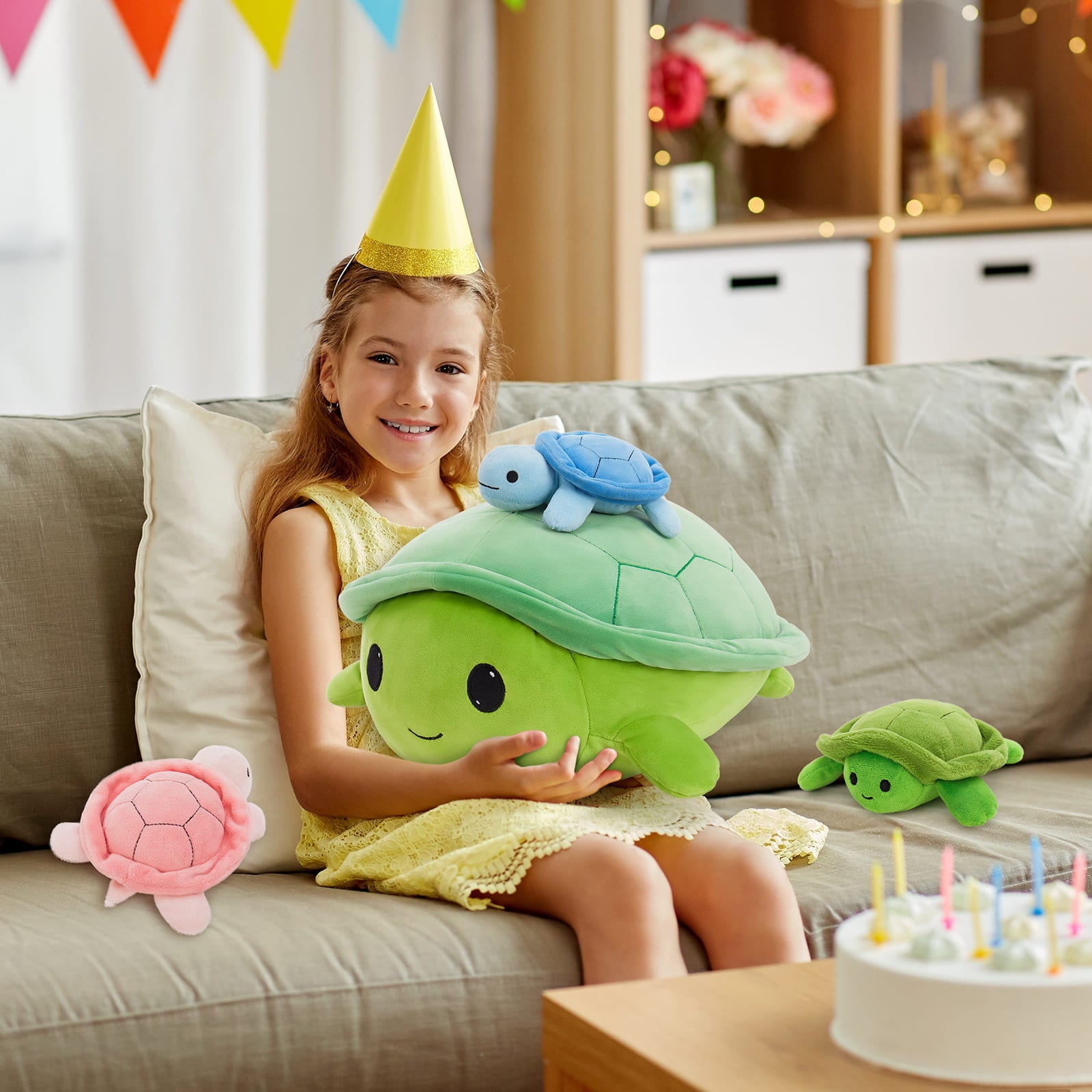 Retracting Head Turtle Stuffed Animals - Turtle Stuffed Animal Babies with Their Mom - Turtle Stuffed Animals with Babies in the Belly - Christmas/Birthday/Baby Shower Gift Ideas - MorisMos Stuffed Animals - Free Shipping Now