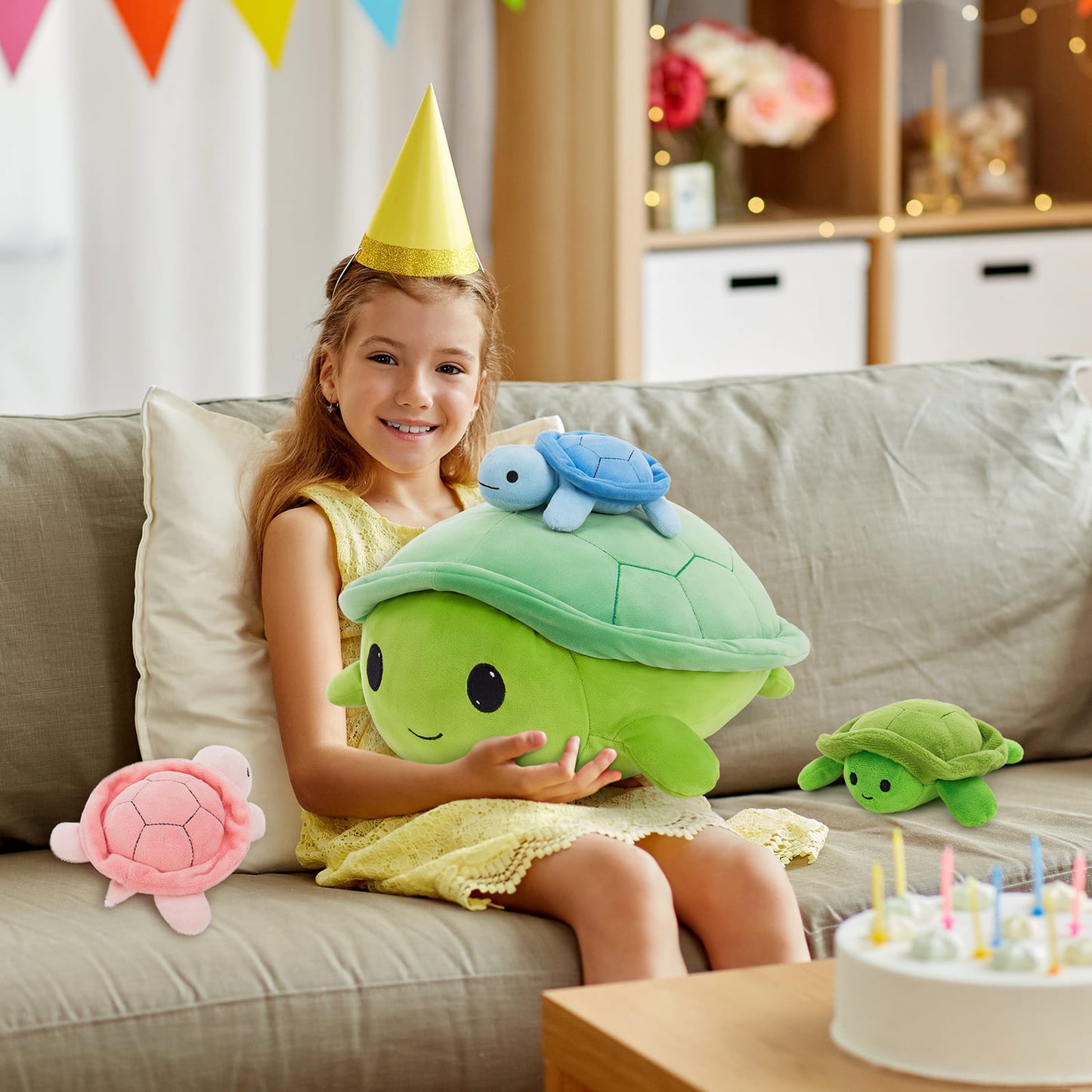 Retracting Head Turtle Stuffed Animals - Turtle Stuffed Animal Babies with Their Mom - Turtle Stuffed Animals with Babies in the Belly - Christmas/Birthday/Baby Shower Gift Ideas - MorisMos Stuffed Animals - Free Shipping Now