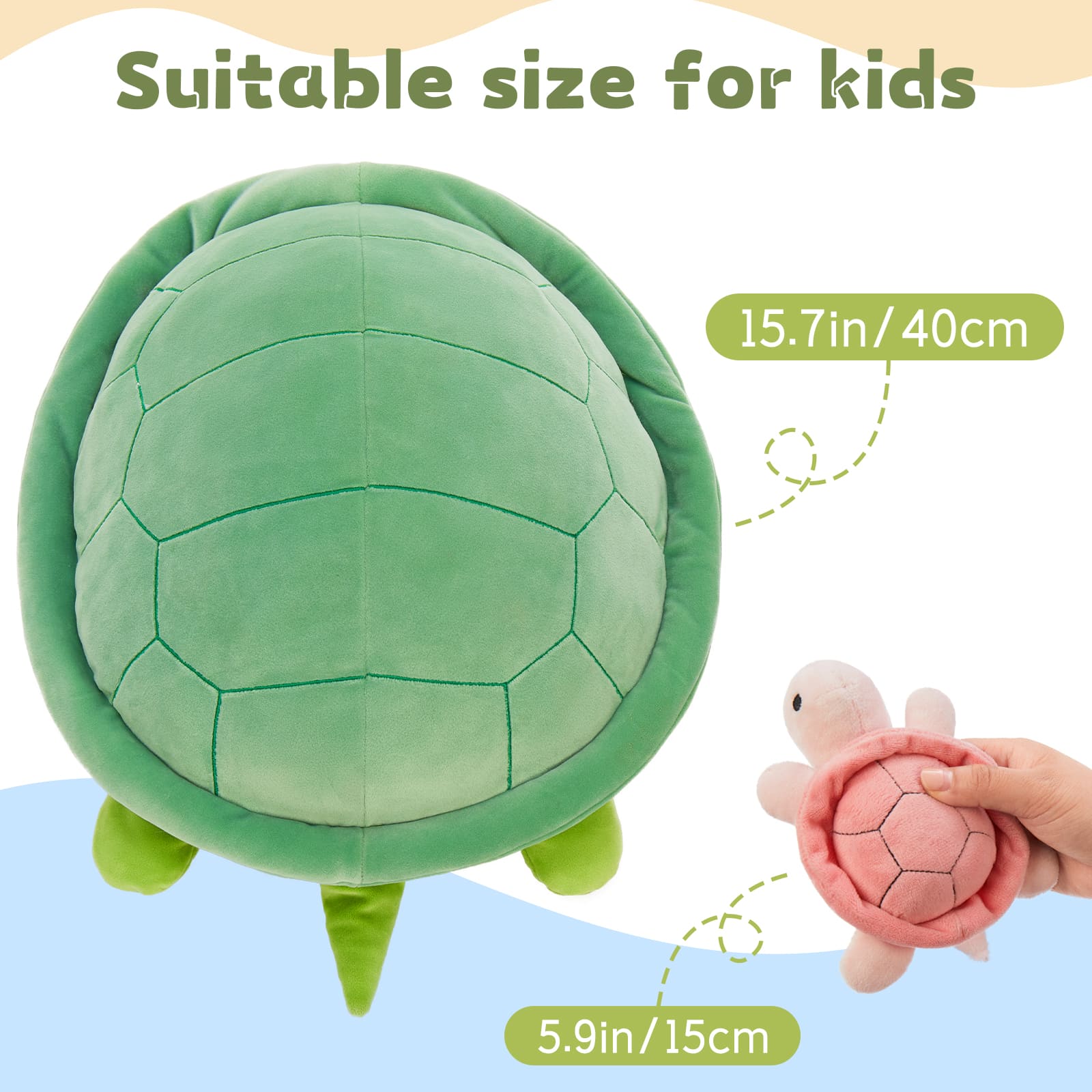Retracting Head Turtle Stuffed Animals, Green, 15.7 Inches