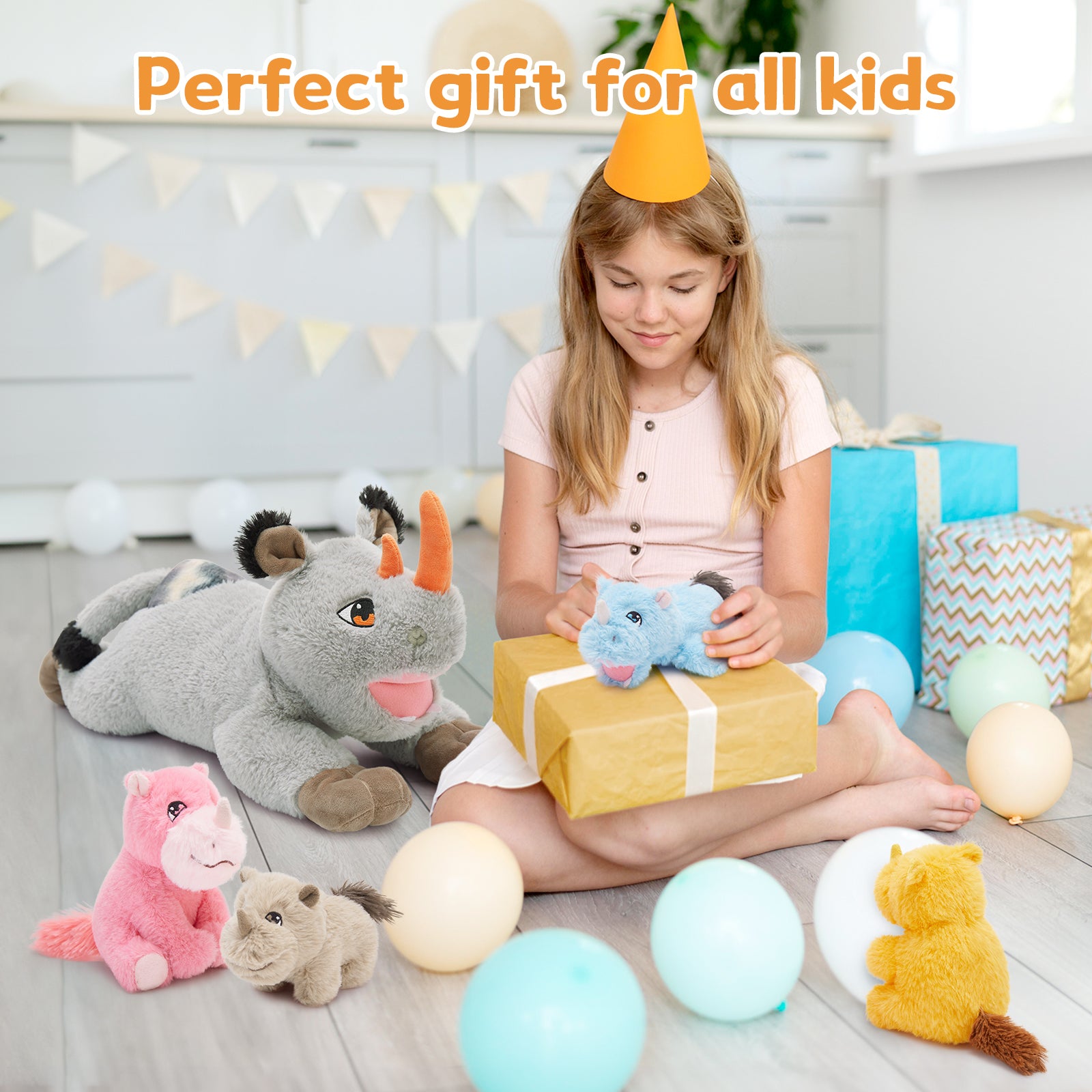 Rhino Stuffed Animals, Grey, 19.68 Inches