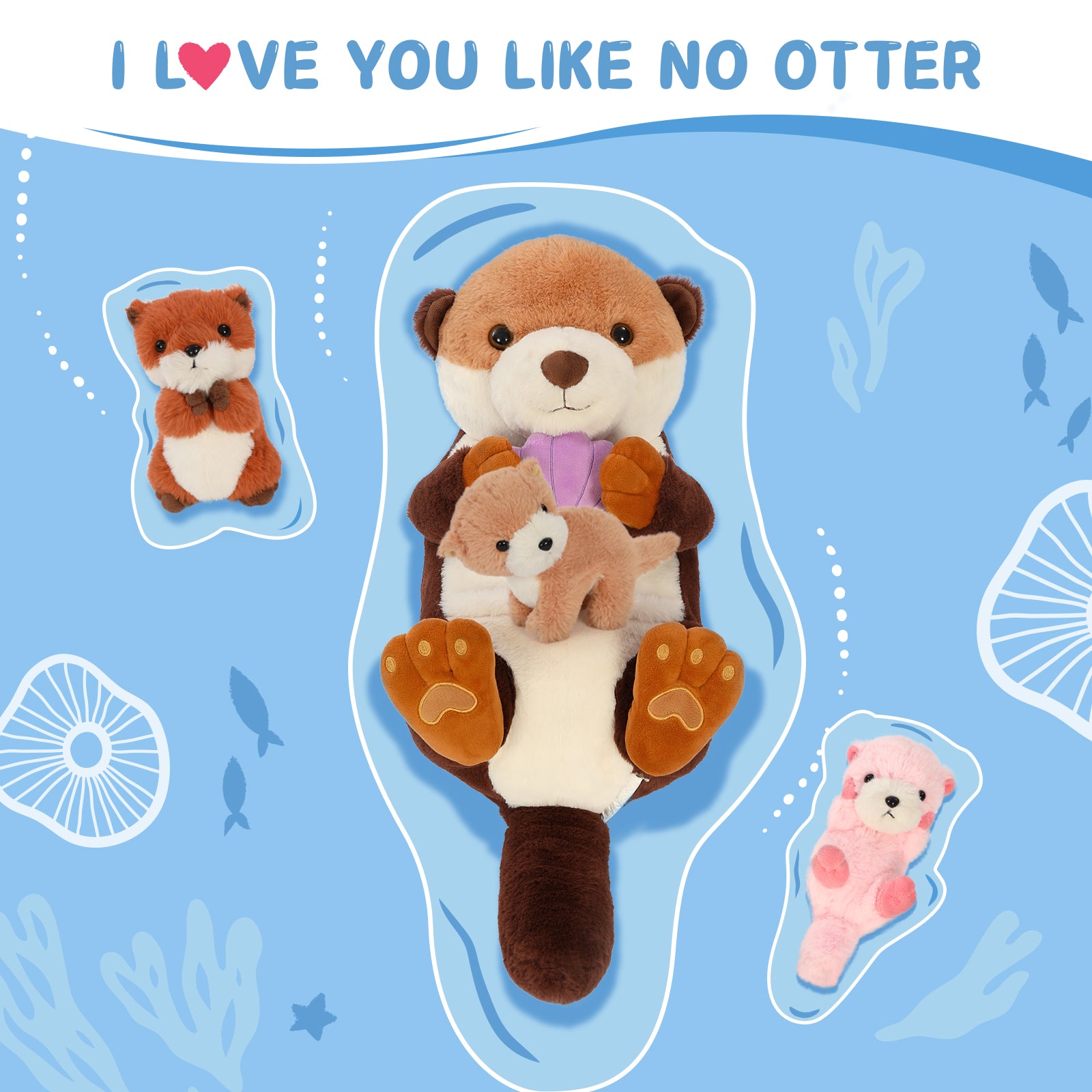 River Otter Stuffed Animals, Dark Brown/Grey, 23.6 Inches