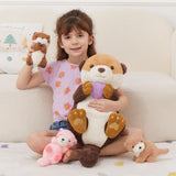 23.6-Inch River Otter Stuffed Animal Set with Three Baby Otters