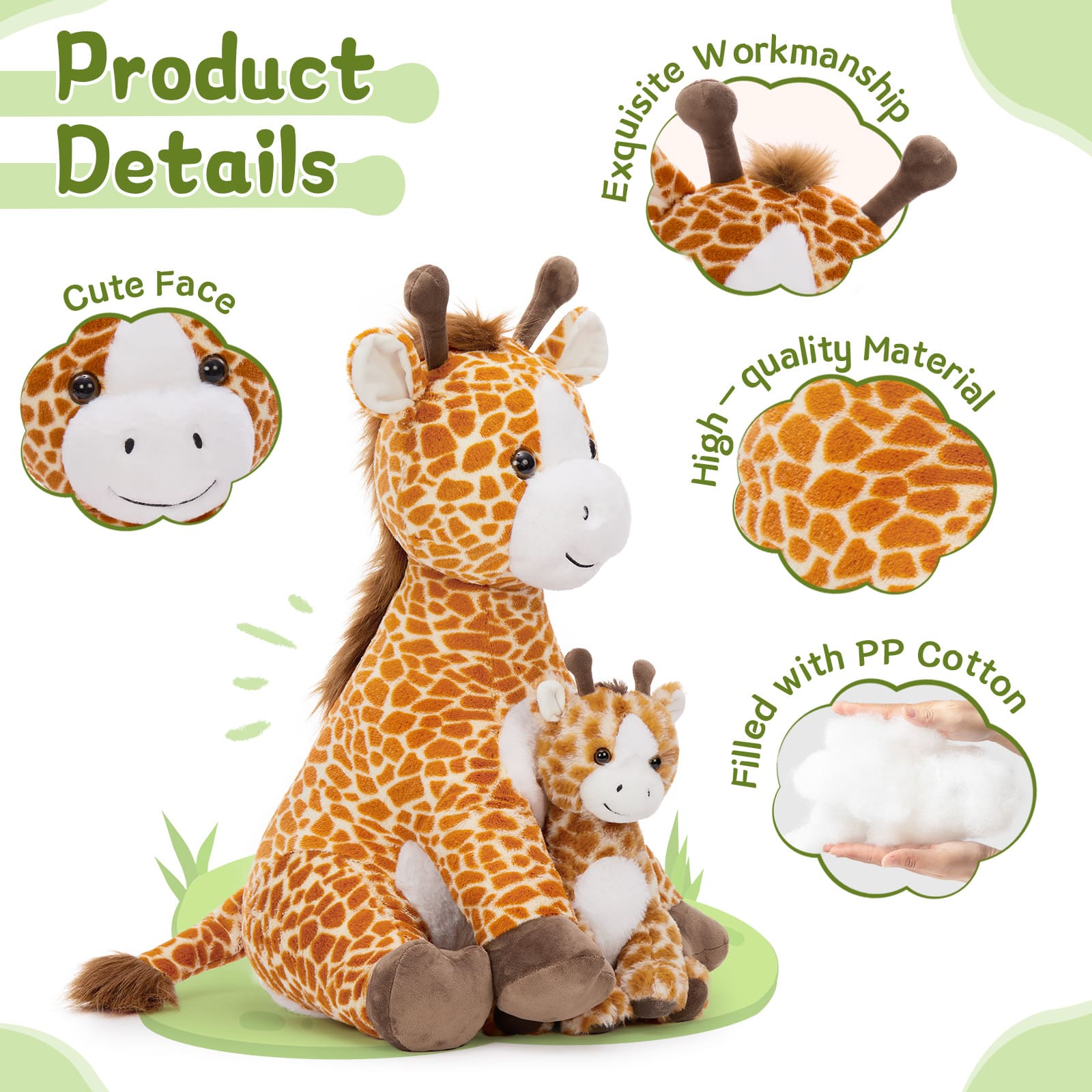 Large Mama & Baby Giraffe Stuffed Animal Set, 25.6 Inches