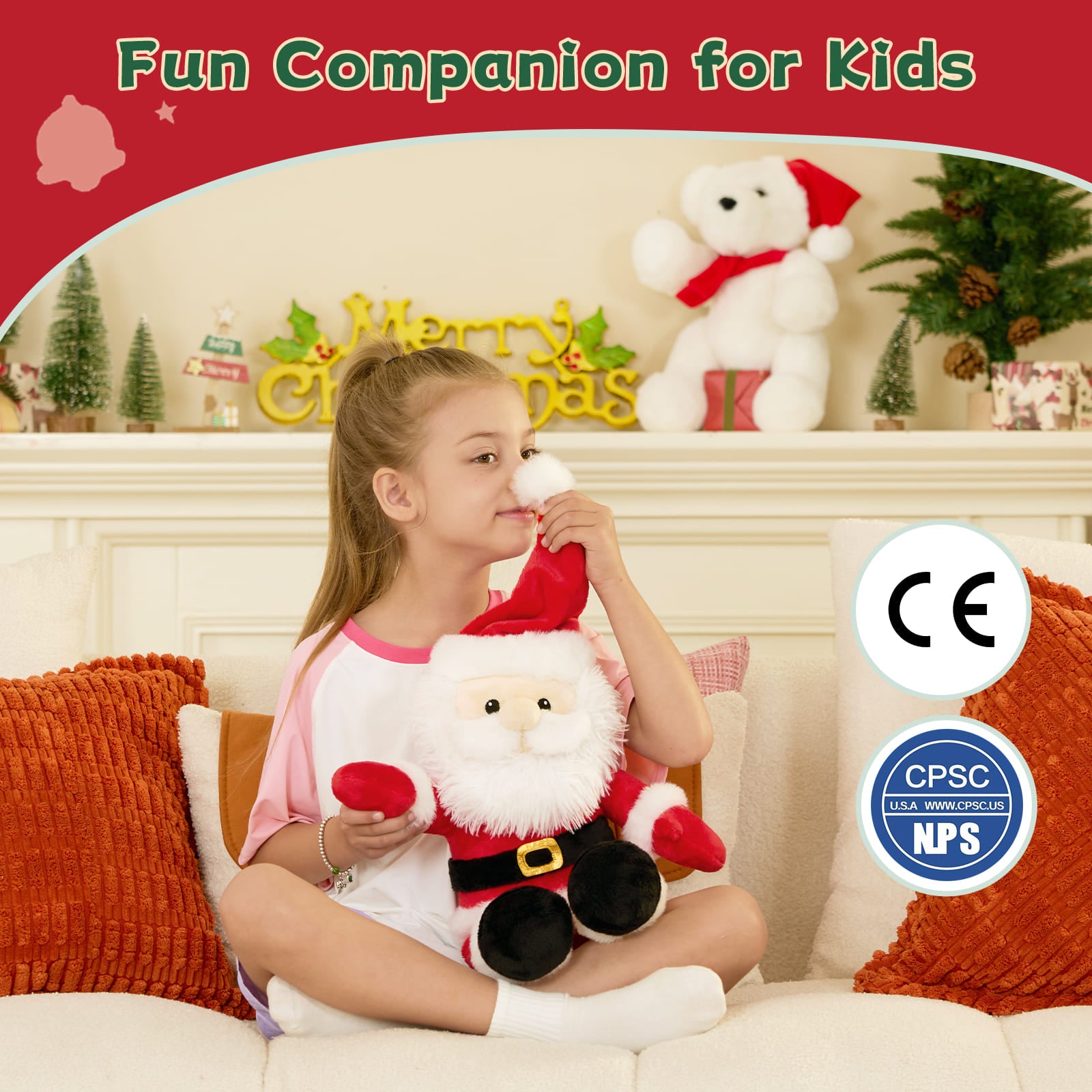 Santa Claus Weighted Heatable Plush Toy, Red, 16 Inches