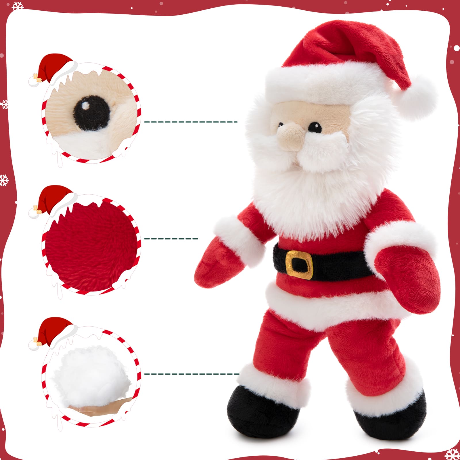 Santa Claus Weighted Heatable Plush Toy, Red, 16 Inches