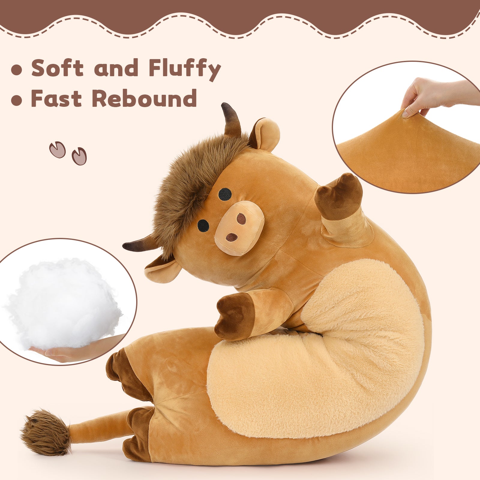 Highland Cattle Stuffed Animals Highland Cow Throw Pillow, 43 Inches