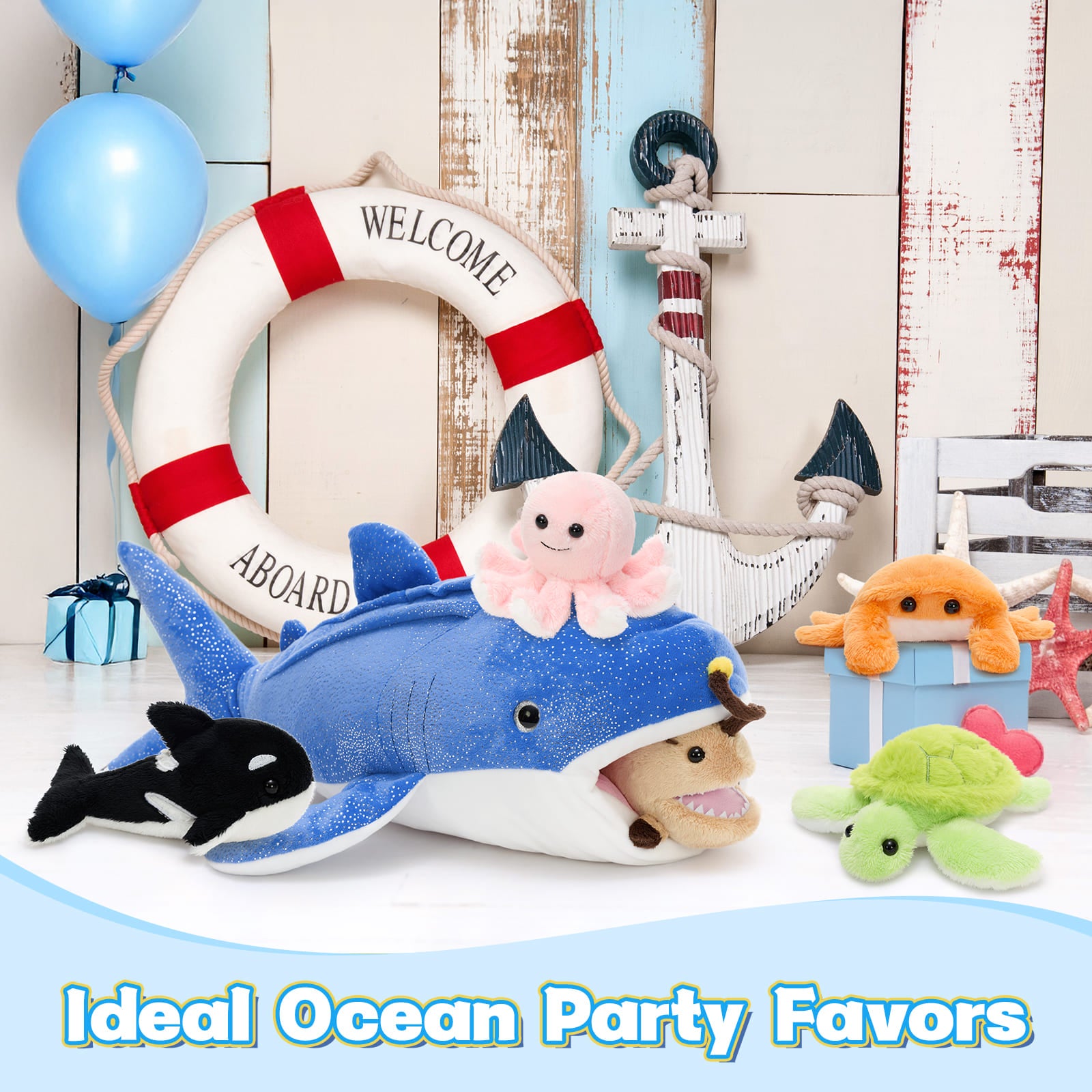 Whale Shark Teddy Soft Toy with 5 Ocean Animals Inside, 23.6 Inches