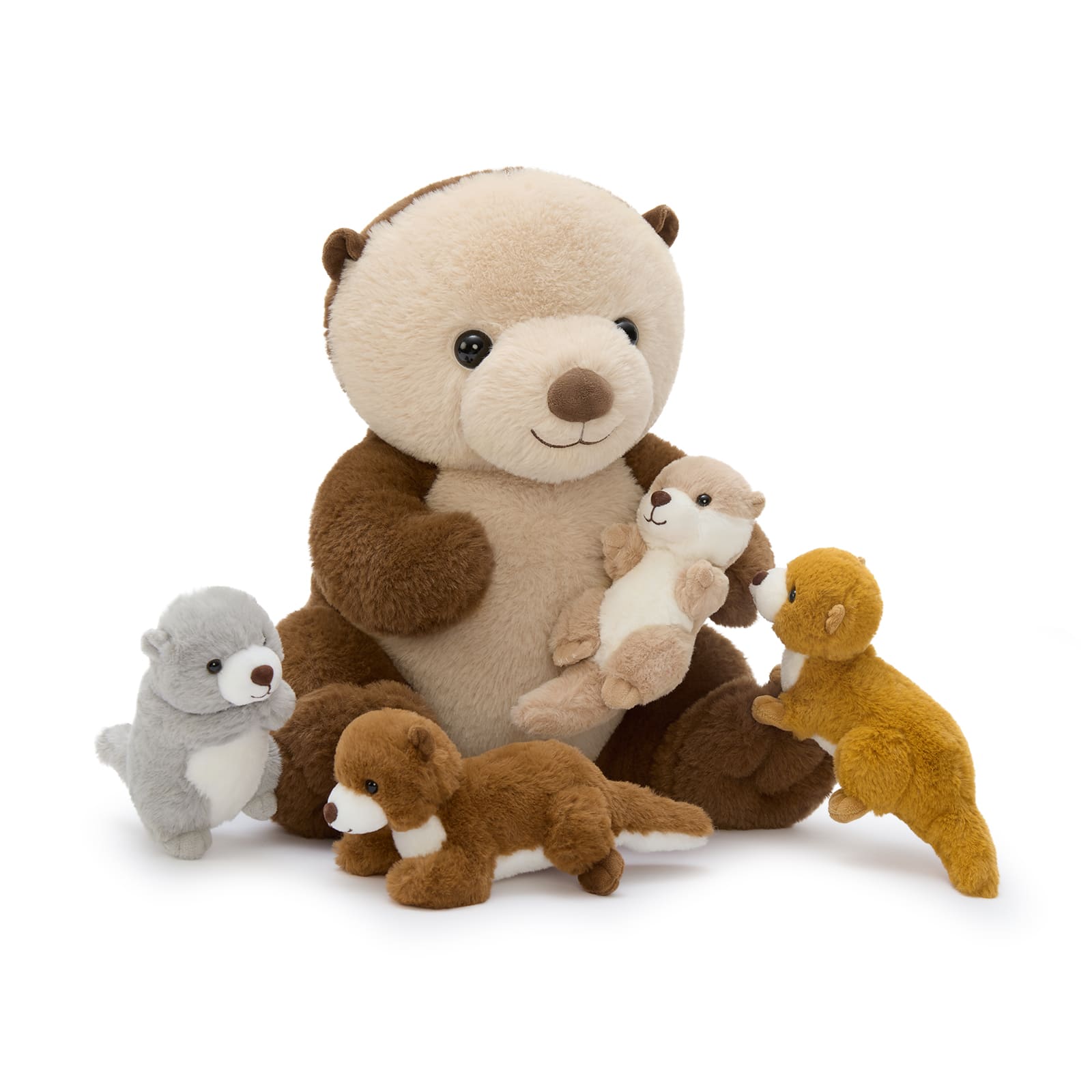 14.5 Inch Sea Otter Stuffed Animal with Four Babies Inside