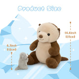MorisMos 5 Pcs Otter Stuffed Animal - 14.5" Mommy Sea Otter Plush with Babies Inside, Soft Cute Stuffed Otter Plushies Toy for Kids Boys Girls, Ideal Gift for Christmas Birthday Holidays