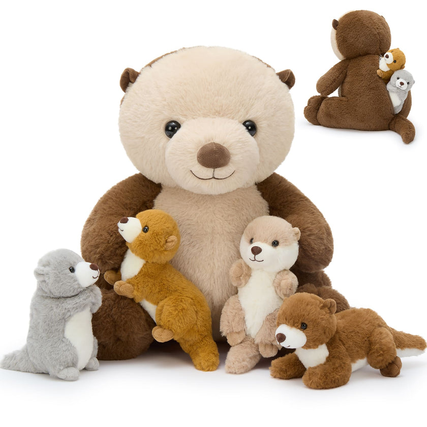 Sea Otter Stuffed Animals with Babies Inside, 14.5 Inches