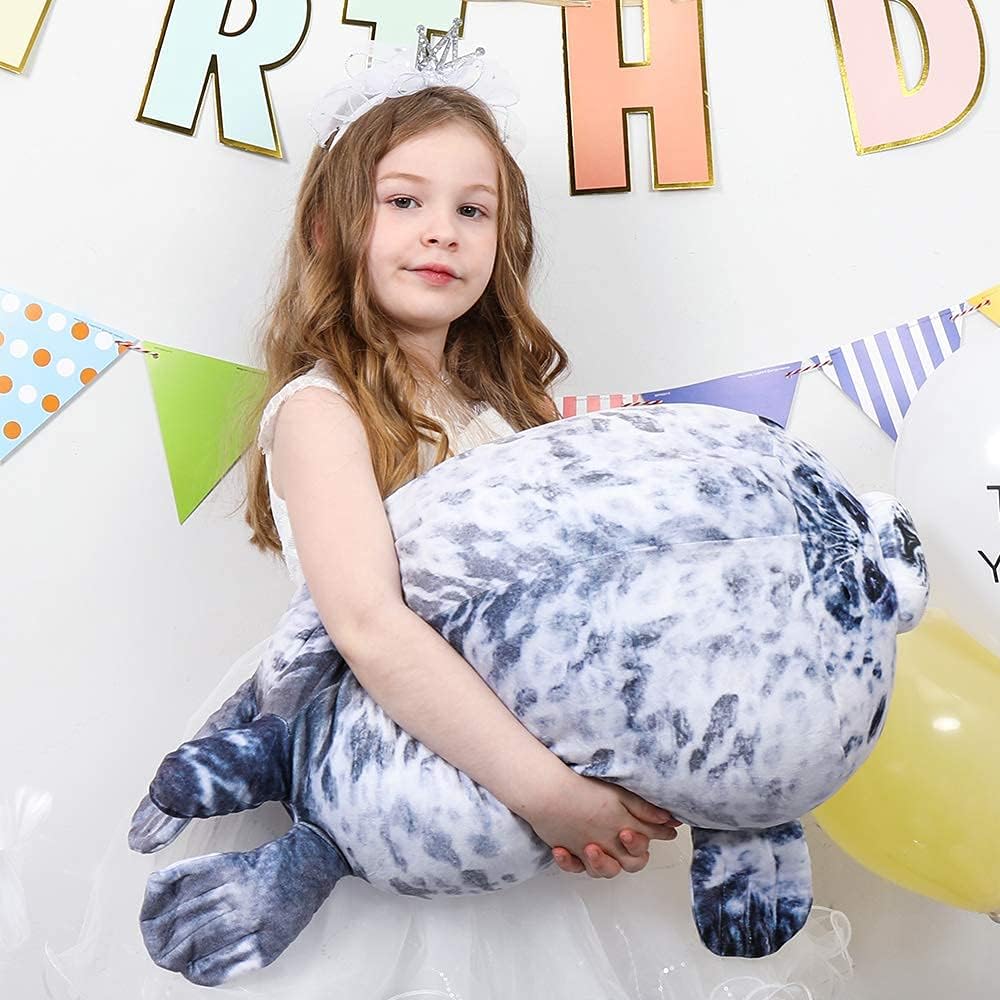 Seal Stuffed Animal Toy, Gray, 23.6 Inches