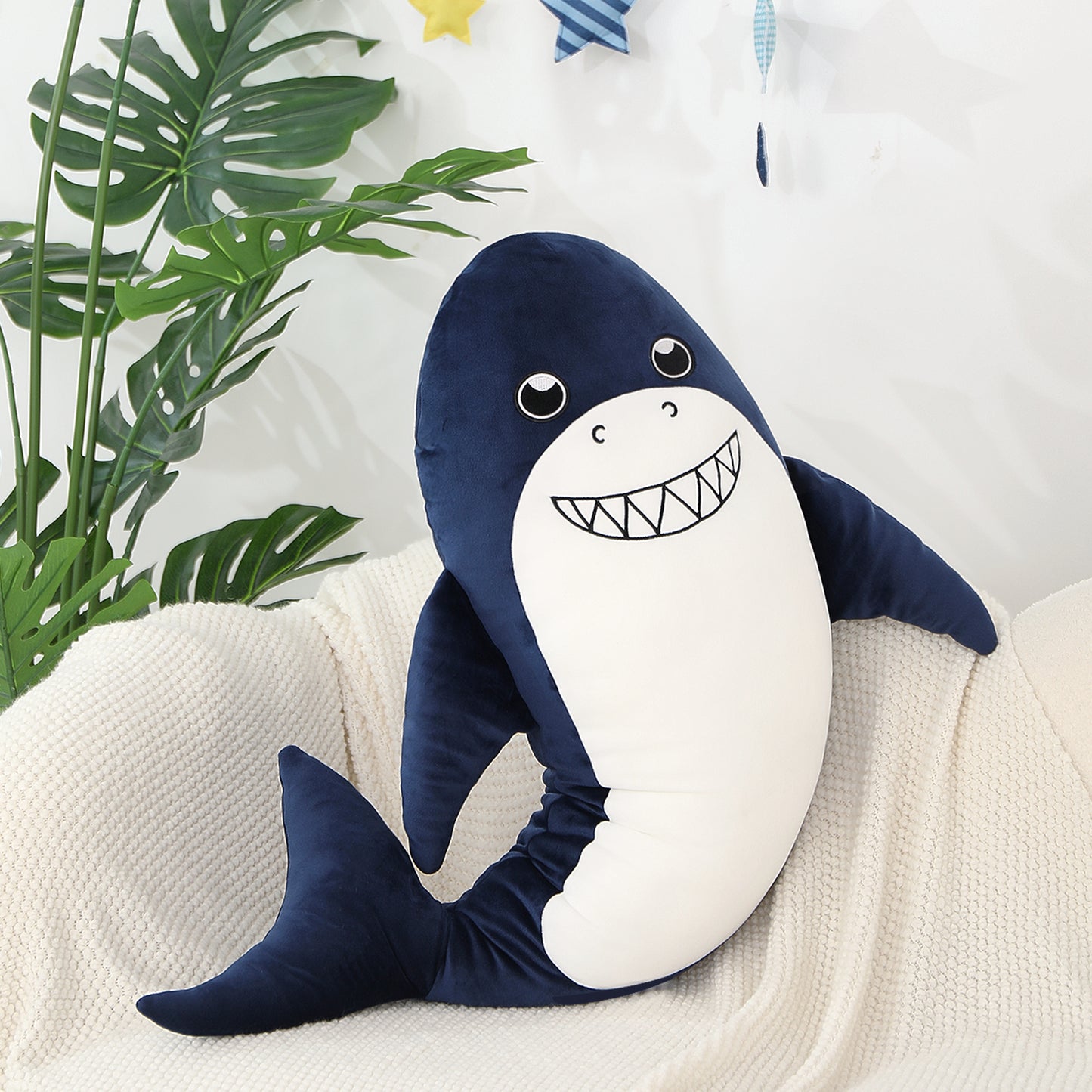 Shark Plush Toy Ocean Stuffed Animals, Navy Blue, 35 Inches - MorisMos Sea Stuffed Animals - Free Shipping - Cute Cartoon Shark Plush Pillows 35 Inches - Birthday Gift for Friends