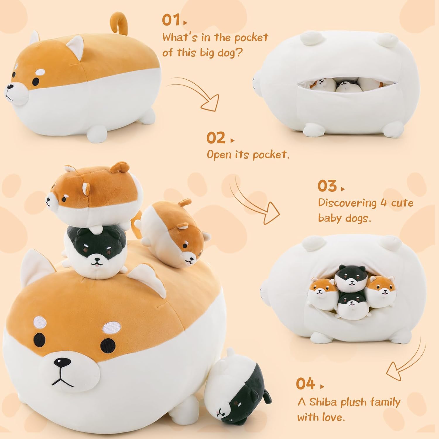 Shiba Inu Plush Toy Set, 18 Inches