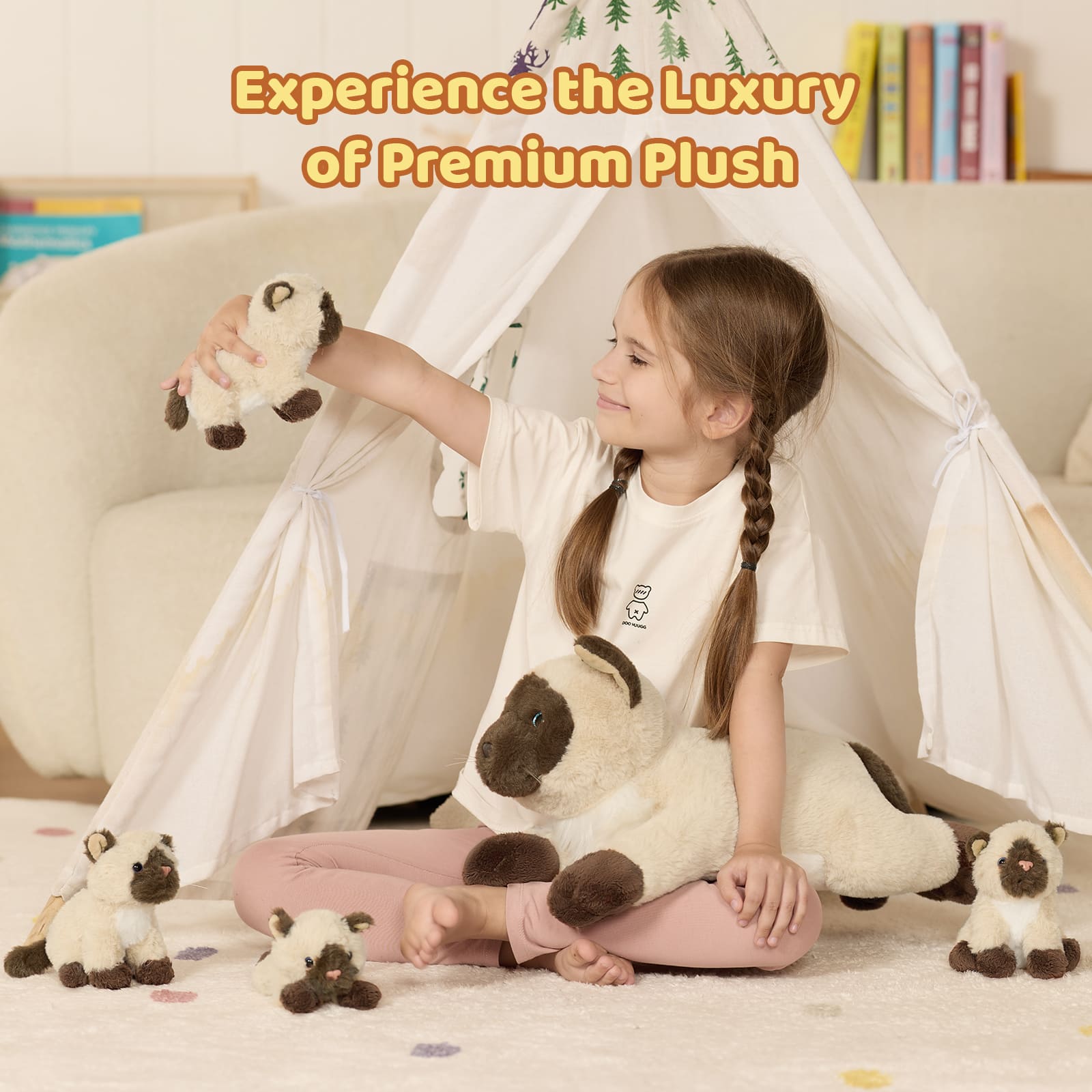 Siamese Cat Plush Toys Kitten Stuffed Animals, 18.9 Inches