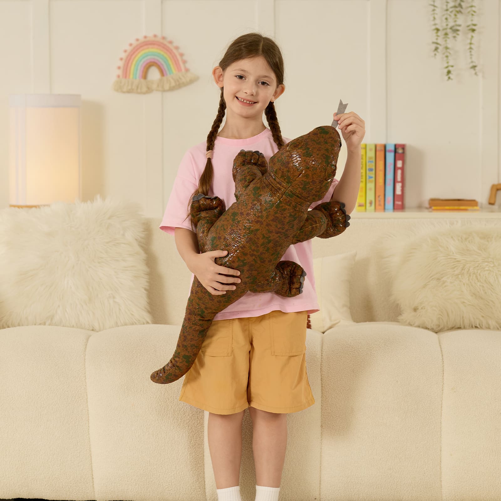 MorisMos Giant Komodo Dragon Stuffed Animal Pillow, 32" Plush Komodo Dragon Toy for Kid Girl Boy Birthday Gift, Realistic Big Monitor Lizard Stuffed Animal,Living Modern-Day Dinosuar Dragon Decoration