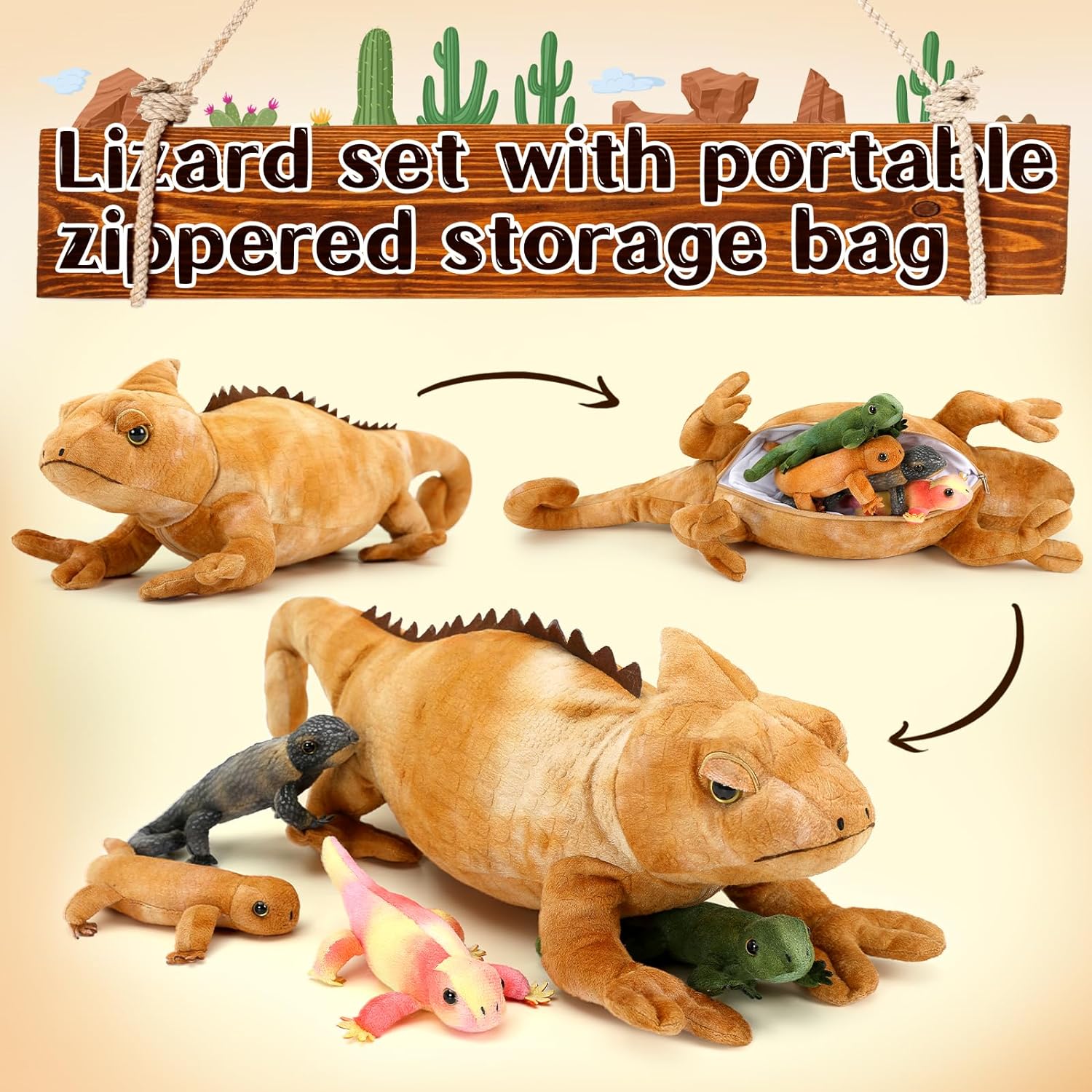 Realistic Lizard Stuffed Animals Reptile Plush Toys, 26.8 Inches