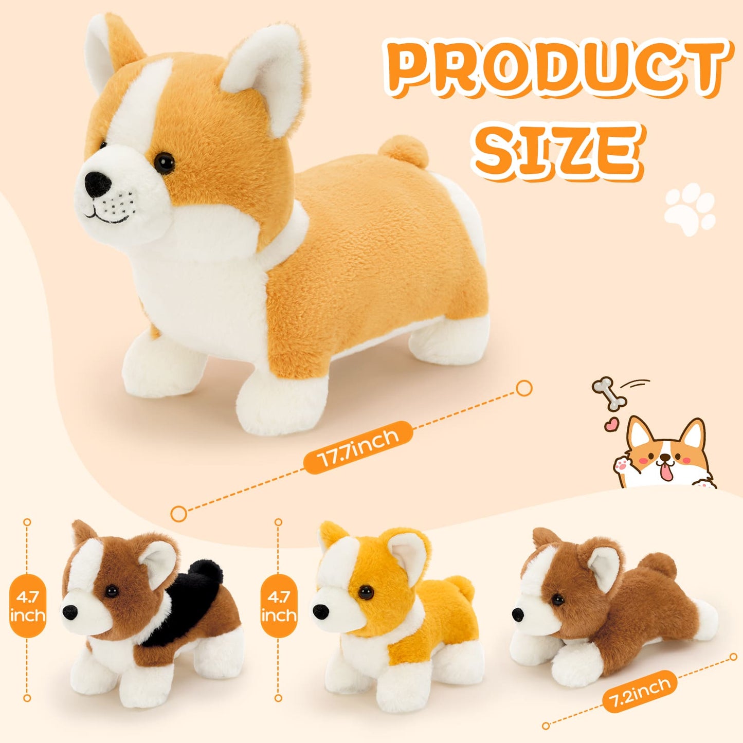 Corgi Stuffed Animals with Three Puppies Inside the Belly - Kawaii Dog Plush Toys for Children - Gift for Pet Lovers