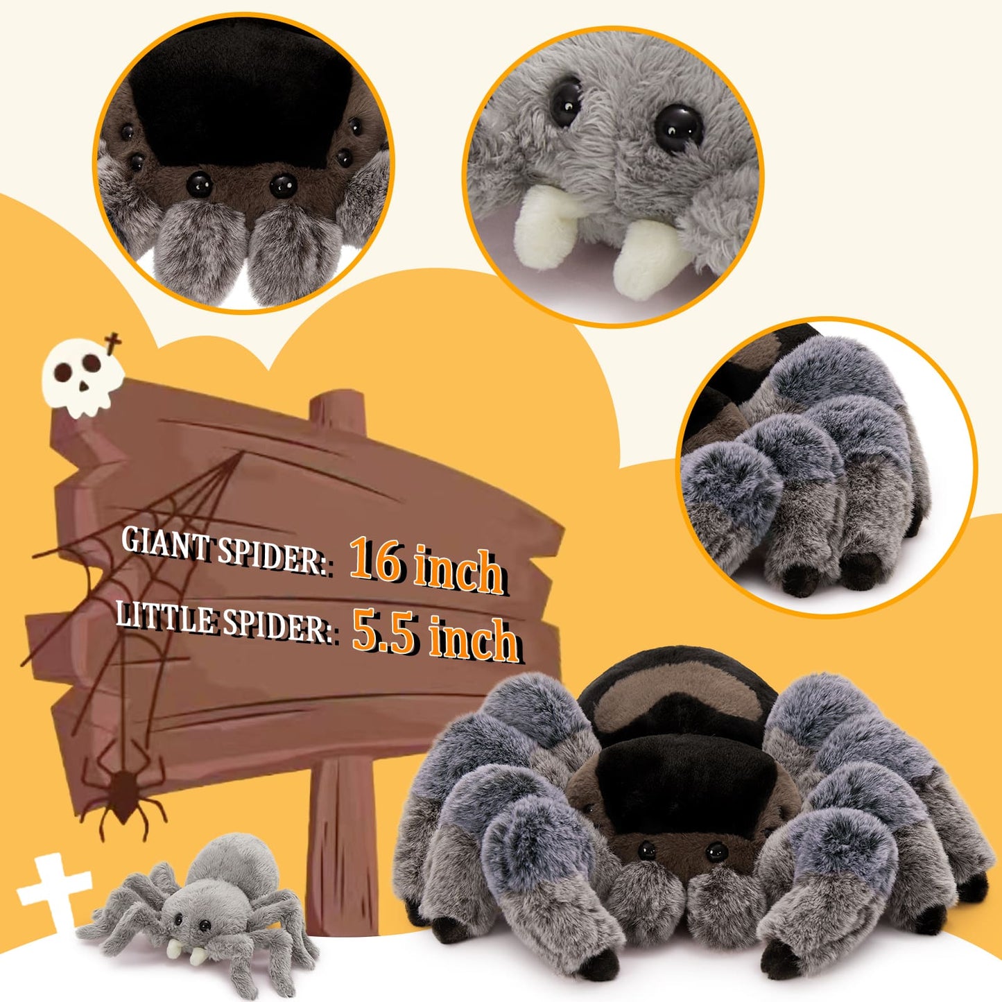 Simulation Spider Stuffed Animals with Babies inside the Belly - Big Lifelike Spider Plush Toy for Children 3 years - Stuffed Animal Babies with Their Mom - Free Shipping