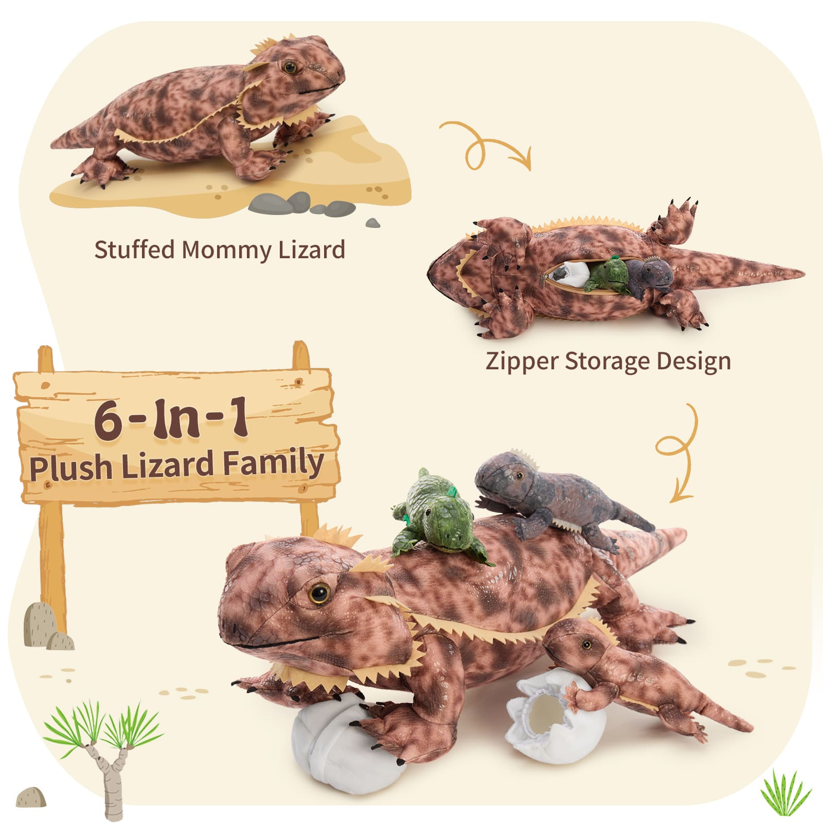 Lifelike Lizard Stuffed Animals Reptile Plush Toys, 27.56 Inches
